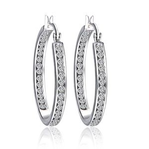 Swarovski Crystal Inside Outside Hoop Earrings Rhodium